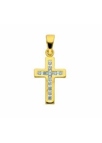 Kette ohne Anhänger ADELIA ́S "585 Gold Kreuz mit Zirkonia" Halsketten Gr. Gelbgold 585, goldfarben (gold) Damen Kettenanhänger Halsschmuck Schmuckset - Set mit Halskette