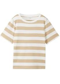 Tom Tailor Damen Gestreiftes T-Shirt, beige, Streifenmuster, Gr. XL