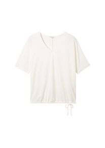 Tom Tailor Große Größen T-Shirt mit Bindeband am Saum Gr. 44 weiß für Damen