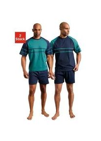 Shorty Le Jogger Gr. 56/58 (XL), bunt (grün, marine) Herren Homewear-Sets mit aufgesetzten Streifen