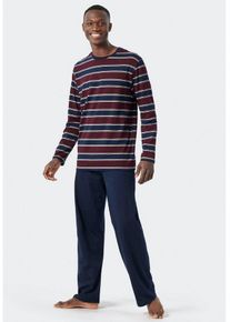 Schiesser Pyjama "Comfort Fit" (2 tlg) mit gestreiftem Oberteil, blau