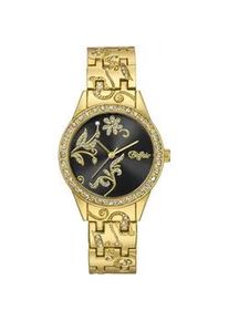 Quarzuhr Buffalo Armbanduhren goldfarben Damen Armbanduhr, Damen, florale Elemente, Glaskristalle