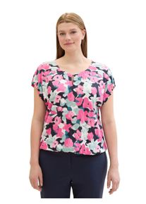 Tom Tailor Große Größen Crinkle-Shirt mit floralem Alloverprint Gr. 46 pink geblümt für Damen