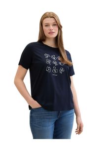 Tom Tailor Große Größen T-Shirt mit Print und Rundhalsausschnitt Gr. 52 blau für Damen