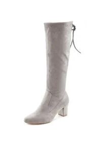 Schlupfstiefel Lascana Gr. 39, grau Damen Schuhe Schlupfboots, Slouchy Boots, Slip-On, Stretch & Blockabsatz