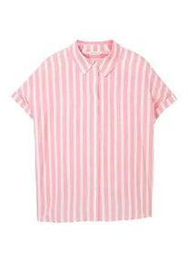 Tom Tailor Damen Gestreiftes Kurzarmhemd, rosa, Streifenmuster, Gr. 36