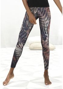 active by Lascana LASCANA ACTIVE Leggings 'Tropical' mehrfarbig Gr. XS (32/34) für Damen. Mit Logodruck, Allover-Druck. Figurbetont. Nachhaltig.