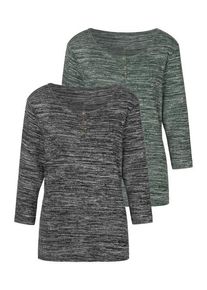 Lascana 3/4-Arm-Shirt 'mit goldfarbenen Knöpfen' mehrfarbig Gr. 32/34 für Damen. Mit Rundhals. Gerade. Nachhaltig.