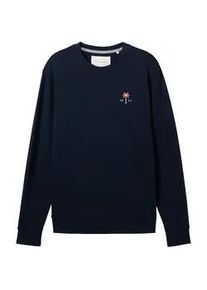 Tom Tailor Herren Sweatshirt mit Stickerei, blau, Uni, Gr. XXL