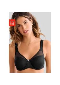 Minimizer-BH Nuance, Damen, Gr. 75, Cup G, schwarz, Netz, Obermaterial: 79% Polyamid, 15% Polyester, 6% Elasthan, BHs Minimizer-BH, mit B&uuml;gel und transparenten Netzeins&auml;tzen im Obercup