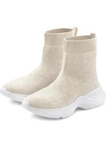 Sneaker Lascana "Sock Boot" Gr. 39, beige Damen Schuhe elastisches Material, Slipper, Boot, Freizeitschuhe, High Top VEGAN