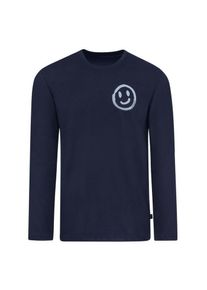 TRIGEMA Schlafanzug TRIGEMA Schlafanzug Oberteil Langarm mit Smiley-Print (1 tlg), blau