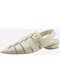 Sandale Heine, Damen, Gr. 36, beige (sand), Glattleder, Leder, Schuhe Sandale