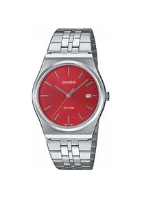 Quarzuhr CASIO TIMELESS COLLECTION Armbanduhren silberfarben (edelstahlfarben, rot) Damen Armbanduhr, Herrenuhr, Damenuhr, analog, Datum