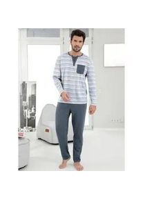 wäschepur Schlafanzug WÄSCHEPUR Gr. 48/50, blau (anthrazit + marine) Herren Homewear-Sets