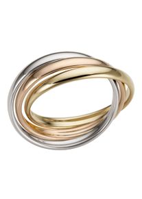Firetti Damen Goldring "Schmuck Geschenk Gold 585, 3-Fach verschlungen, tricolor, massiv", 17, Gelbgold 585-Weißgold 585-Roségold 585, 5mm, rosa,