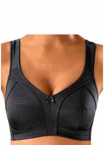 Creation Susa Große Größen Susa Entlastungs-BH ohne Bügel innen mit Baumwolle gefüttert (2 Stück) Gr. 90B schwarz/schwarz bedruckt für Damen