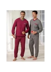 King´S Club Schlafanzug KINGS CLUB Gr. 56/58, rot (bordeaux + taupe) Herren Homewear-Sets