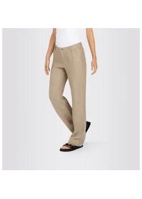 Leinenhose MAC "NORA" Gr. 48, Länge 32, beige (sanddrift melange) Damen Hosen in verkürzter Länge, temperaturausgleichend