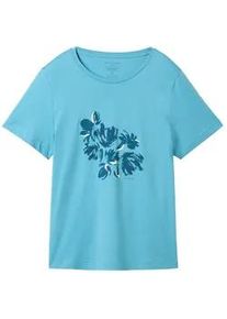 Tom Tailor Damen T-Shirt mit Print, blau, Print, Gr. XL