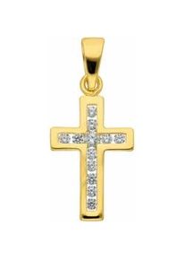 Ketten-Anhänger ADELIA ́S "375 Gold Kreuz Anhänger mit Zirkonia" Schmuckanhänger Gr. Damen, mit Zirkonia, Gelbgold 375, goldfarben (gold) Damen mit Zirkonia Goldschmuck für & Herren