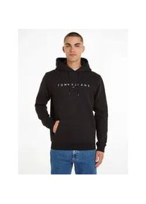 Kapuzensweatshirt Tommy Jeans "TJM REG LINEAR LOGO HOODIE EXT" Gr. S, schwarz Herren Sweatshirts mit Kordel