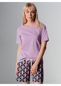 TRIGEMA Schlafanzug TRIGEMA Kurzer Schlafanzug mit raffiniertem Design (1 tlg), lila