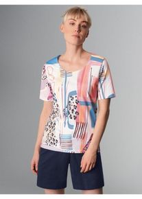 TRIGEMA Schlafanzug TRIGEMA Kurzer Schlafanzug mit abstraktem Allover-Print (1 tlg), weiß