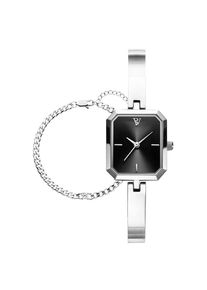 Paul Valentine Ethereal Watch & Curb Bracelet Set Silver