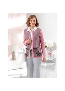 Classic Dog Cardigan CLASSIC Gr. 40, rosa (altrosa-graphit-gemustert) Damen Strickjacken