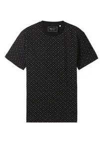 Tom Tailor DENIM Herren T-Shirt mit Allover-Print, schwarz, Allover Print, Gr. XXL