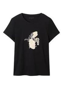 Tom Tailor Damen T-Shirt mit Print, schwarz, Print, Gr. XXL