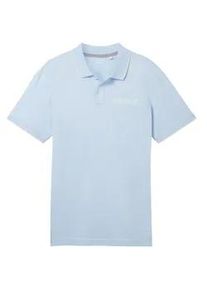 Tom Tailor Herren Poloshirt mit Logoprint, blau, Streifenmuster, Gr. XXL