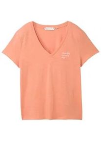 Tom Tailor DENIM Damen T-Shirt aus Bio-Baumwolle, orange, Uni, Gr. XXL
