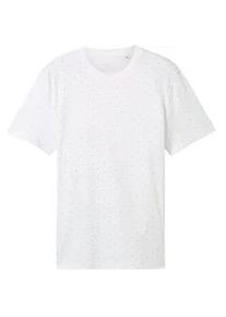 Tom Tailor DENIM Herren T-Shirt mit Allover-Print, weiß, Allover Print, Gr. XXL
