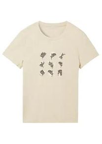 Tom Tailor Damen T-Shirt mit Print, braun, Print, Gr. XXL