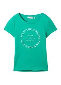 Tom Tailor DENIM Damen T-Shirt mit Print und Bio-Baumwolle, grün, Print, Gr. XXL