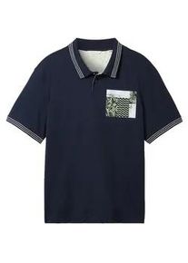 Tom Tailor Herren Plus - Poloshirt mit Print, blau, Print, Gr. 4XL