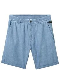 Tom Tailor DENIM Herren Regular Chambray Shorts, blau, Uni, Gr. XXL