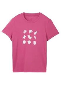 Tom Tailor Damen T-Shirt mit Print, rosa, Print, Gr. XXL