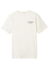 Tom Tailor Jungen UV-Print T-Shirt mit Bio-Baumwolle, weiß, Print, Gr. 152