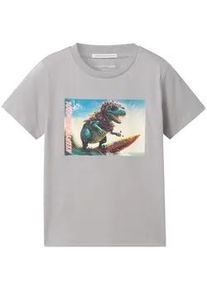 Tom Tailor Jungen Print T-Shirt mit Bio-Baumwolle, grau, Motivprint, Gr. 92/98