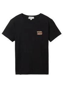 Tom Tailor DENIM Damen T-Shirt mit Bio-Baumwolle, schwarz, Uni, Gr. XXL
