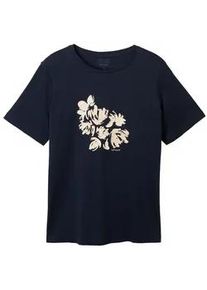Tom Tailor Damen Plus - T-Shirt mit Print, blau, Print, Gr. 46