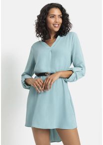 Lascana Longbluse blau Gr. 40 für Damen. Mit tiefer V-Ausschnitt. Figurumspielend. Nachhaltig.