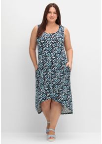 Große Größen Jerseykleid mit Blätterdruck und Taschen Gr. 54 blau von sheego für Damen