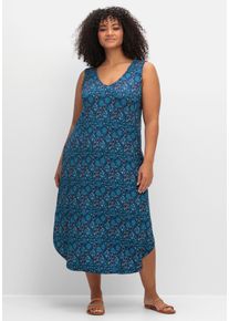 Große Größen Ärmelloses Midi-Jerseykleid mit Ornamentprint Gr. 56 blau von sheego für Damen