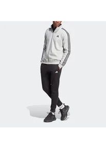 Trainingsanzug Adidas SPORTSWEAR "BASIC 3-STREIFEN" Gr. XXL, grau (medium heather, schwarz) Herren Sportanzüge