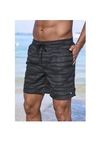 Badeshorts Kangaroos Gr. L (52), N-Gr, schwarz (schwarz bedruckt) Herren Badehosen mit Melange-Effekt