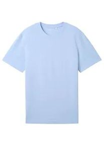 Tom Tailor Herren T-Shirt mit Piqué Struktur, blau, Uni, Gr. XXL